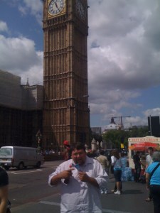 Eating Cornetto in front of big ben